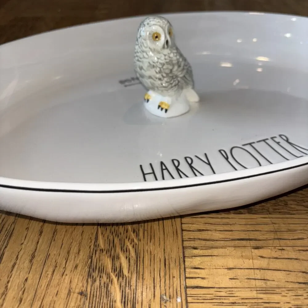 Rae Dunn Harry Potter Hedwig Ceramic Platter Serving Dish Plate Oval Owl NEW